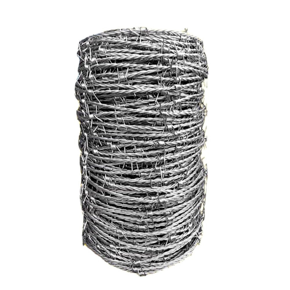 XLIHAWY Barbed Wire Roll, 4-Point Galvanized Steel Fence, Easy to Bend (100 m)