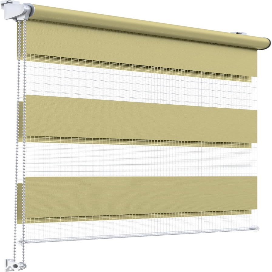 Stylo Day-Night Roller Blind, No-Drill, Semi-Transparent and Blackout, 96 x 220 cm, Soft Pastel Green