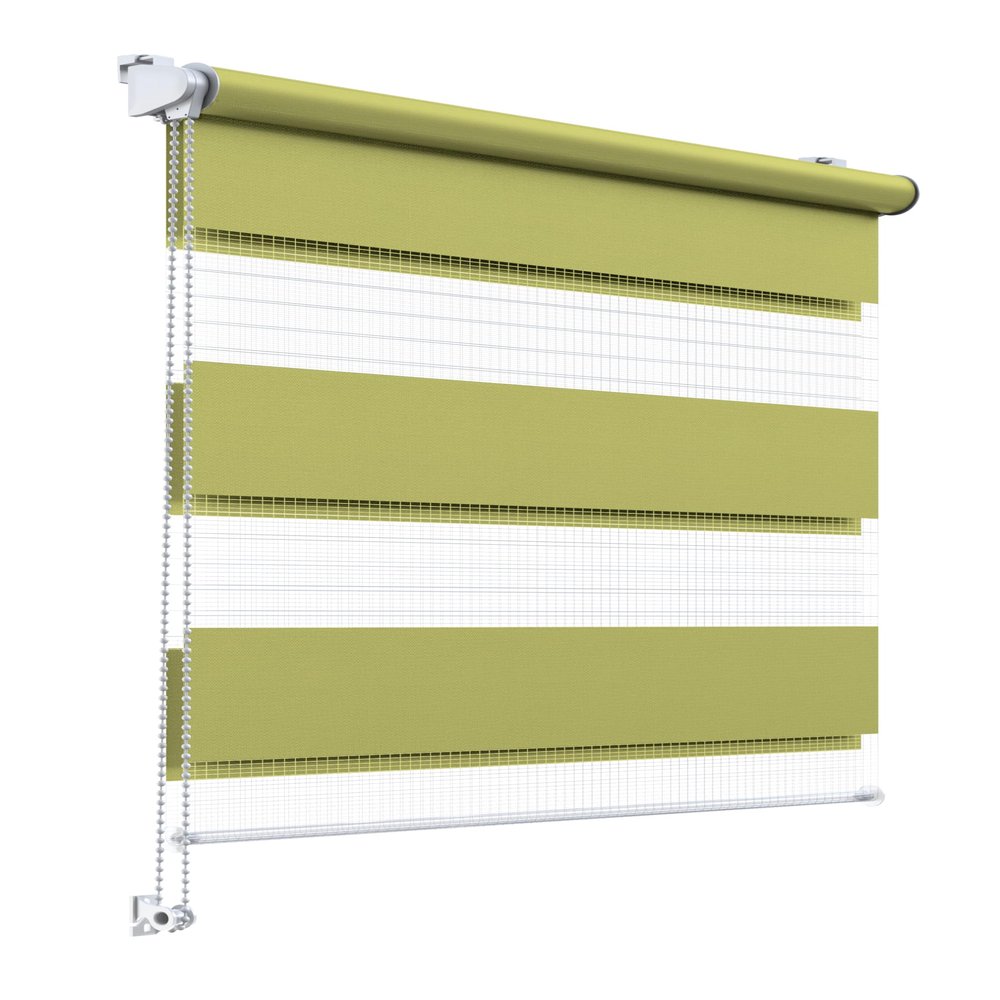 Stylo Day-Night Roller Blind, No-Drill, Universal Mechanism, Easy Installation, Cord-Operated, Semi-Transparent & Room-Darkening, 31 x 150 cm, Lime