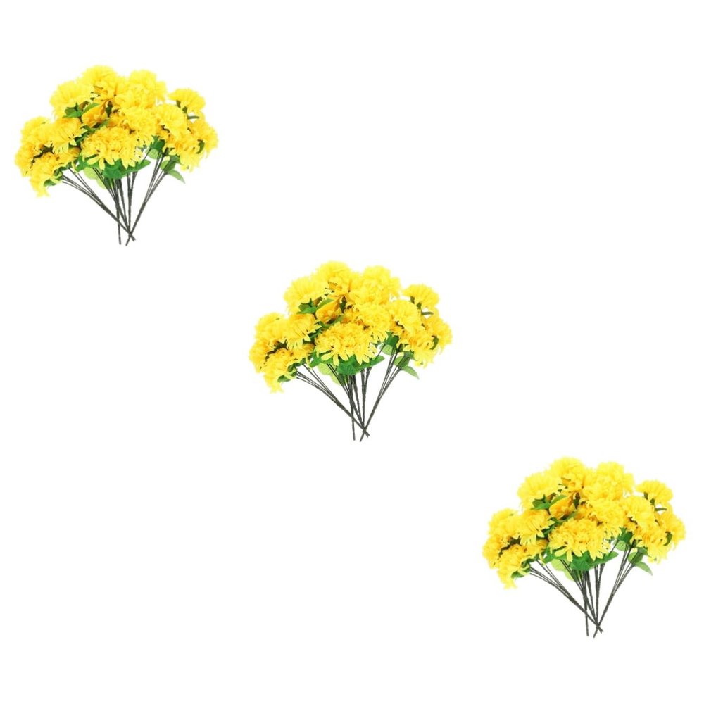 Alipis 3 Pieces, 6 Artificial Cemetery Chrysanthemum Flowers, Lifelike Plastic Stems for Memorial Decoration