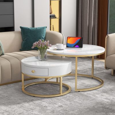 Merax 2-Piece Round Nesting Coffee Table Set