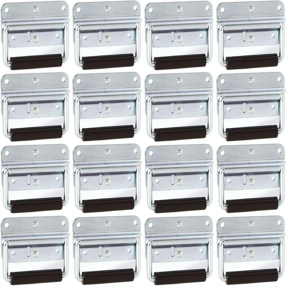 Adam Hall 16 x 3412 Spring-Loaded Folding Case Handle, 102 x 81 mm, Silver Steel