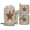 Rustic Barn Star Oven Mitt and Pot Holder Set view 1