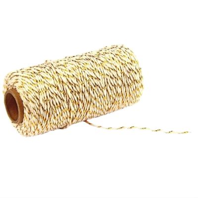 100 m x 2 mm Glitter Cotton Cord, Beige Gold