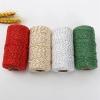 100 m x 2 mm Glitter Cotton Cord, Beige Gold view 3
