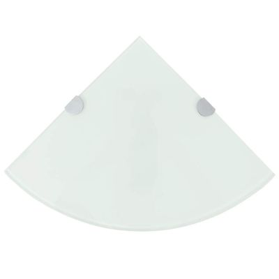 WHOPBXGAD Corner Shelves, Set of 2, White Glass, 35 x 35 cm