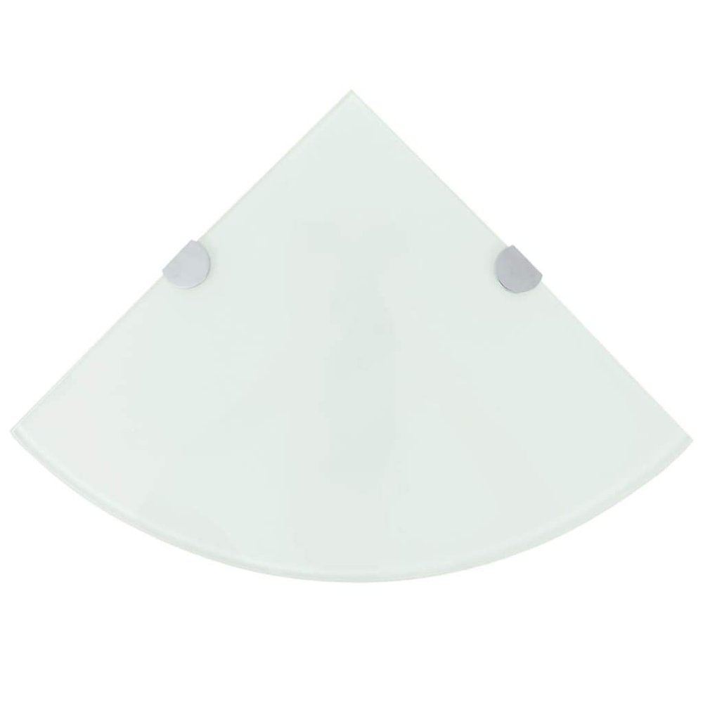 WHOPBXGAD Corner Shelves, Set of 2, White Glass, 35 x 35 cm