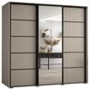 MEBLE KRYSPOL Dakota 5 Wardrobe with Three Sliding Doors, Mirror, Clothes Rail and Shelves, 235.2 x 150 x 60 cm, Cashmere Black view 1