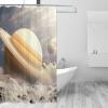 VACSAX Shower Curtain, 72 x 72 in, Waterproof, Washable Fabric, Two Saturn Print, with Hooks view 1