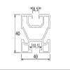 Solar Mounting Rail 40x40, Mill-Finish Aluminum, 50 mm Cut view 2