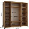 MEBLE KRYSPOL Sapporo 1 Modern Wardrobe with Three Sliding Doors, Rod and Shelves, 205.2 x 190 x 60 cm, Artisan White/Black view 4