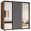 MEBLE KRYSPOL Lanko 2 Wardrobe with Three Sliding Mirrored Doors, Rod and Shelves, 235.2 x 160 x 60 cm, Artisan White/Black view 1