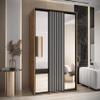 MEBLE KRYSPOL Lanko 2 Wardrobe with Three Sliding Mirrored Doors, Rod and Shelves, 235.2 x 160 x 60 cm, Artisan White/Black view 2