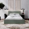 Emporius Buffy Upholstered Bed 200 x 200 cm with Thick Foam, Slatted Base and Storage Box, Olive Vito 77 view 2