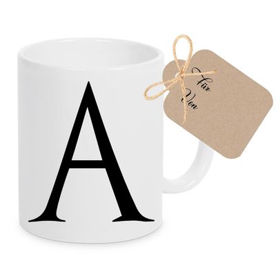 Manufaktur Liebevoll Personalized Mug with A–Z Letter (Black Letter)