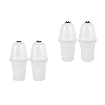 BESPORTBLE 4-Piece Plastic Plant Pots with Lids for Succulents, Garden and Balcony