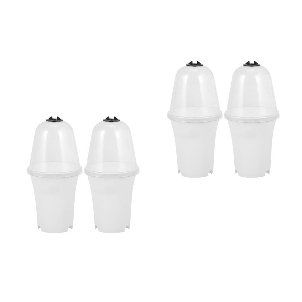BESPORTBLE 4-Piece Plastic Plant Pots with Lids for Succulents, Garden and Balcony