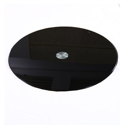 GLFNB 88 cm Round Tempered Glass Dining Table Lazy Susan, Black