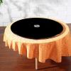 GLFNB 88 cm Round Tempered Glass Dining Table Lazy Susan, Black view 3