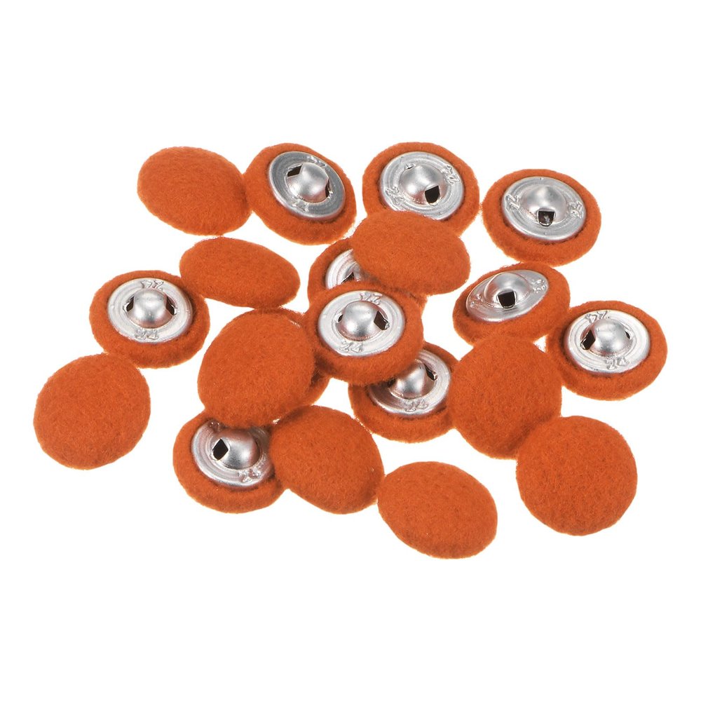 QUARKZMAN 20-Pack 15mm Round Plush-Covered Metal Shank Buttons, Orange