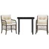 vidaXL 3-Piece Bistro Set with Cushions, Brown Poly Rattan view 1