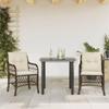 vidaXL 3-Piece Bistro Set with Cushions, Brown Poly Rattan view 2