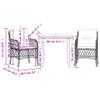 vidaXL 3-Piece Bistro Set with Cushions, Brown Poly Rattan view 3