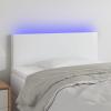 Rantry LED Headboard with Wooden Legs, Height-Adjustable, White Faux Leather, 100 x 5 x 78/88 cm view 1