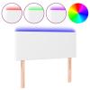 Rantry LED Headboard with Wooden Legs, Height-Adjustable, White Faux Leather, 100 x 5 x 78/88 cm view 2