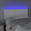 Rantry LED Headboard with Wooden Legs, Height-Adjustable, White Faux Leather, 100 x 5 x 78/88 cm view 3