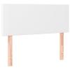 Rantry LED Headboard with Wooden Legs, Height-Adjustable, White Faux Leather, 100 x 5 x 78/88 cm view 4