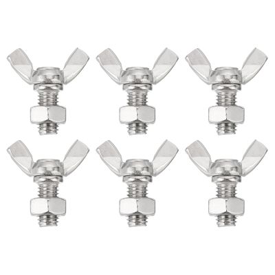 QUARKZMAN 6-Pack M8-1.25 x 16 mm Metric Wing Screws with 6 Nuts, 304 Stainless Steel