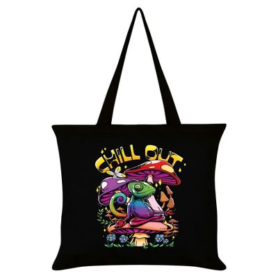 Grindstore Shopping Bag, Chameleon Design, Chill Out, Black, One Size