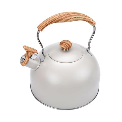 Stainless Steel Whistling Tea Kettle for Stovetop, Wood-Pattern Handle, 3 L (Color: B)