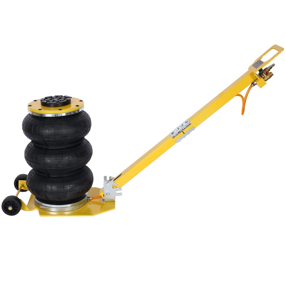 SPOFLYINN 3-Ton Heavy-Duty Air Jack, Steel Body, 3–5-Second Lift, Triple-Bag Design, Adjustable Long Handle, 12.7–39.4 cm Lift Range, Yellow