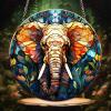 HOTIYOK Colorful Elephant Acrylic Window Hanging, Stained-Glass-Style Window and Wall Decor view 1