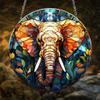 HOTIYOK Colorful Elephant Acrylic Window Hanging, Stained-Glass-Style Window and Wall Decor view 3