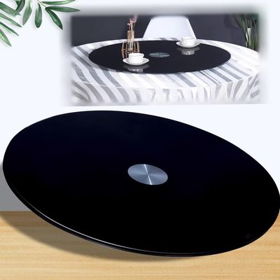 27-Inch Lazy Susan Glass Turntable for Dining Table, 35-Inch Tempered-Glass Rotating Tray, 31-Inch 360° Serving Tray, Black (100 cm/39 in)