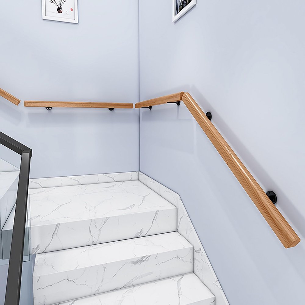 PacuM Stair Handrail 1–20 ft Complete Set, Solid Wood