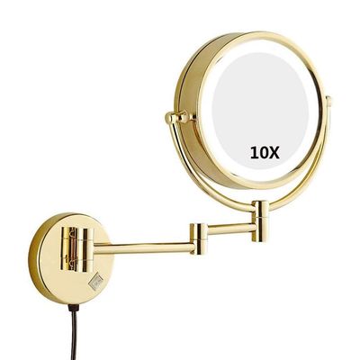 HSZQPBFR LED Wall-Mounted Vanity Mirror, Double-Sided, Magnifying, 360° Rotating, Extendable / B / 1