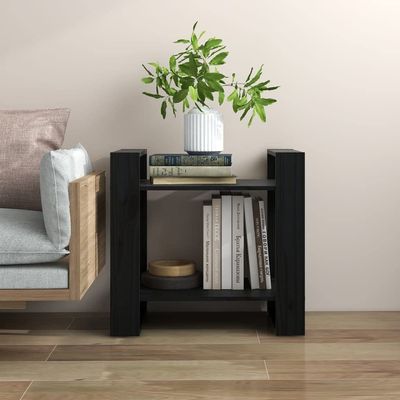 Homvdxl Pine Wood Bookcase, 2 Shelves, Black