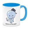 Jelly & Friends Light Blue Jellyfish Coffee Mug with “Quallifiziert” Slogan view 1