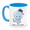Jelly & Friends Light Blue Jellyfish Coffee Mug with “Quallifiziert” Slogan view 2