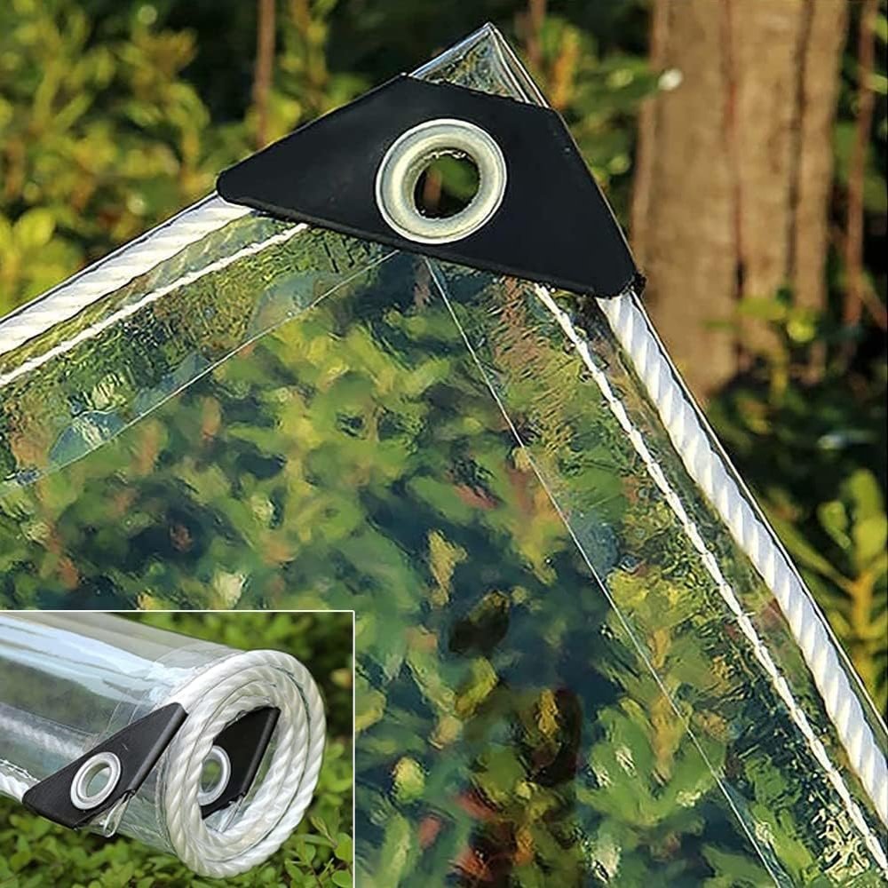 400 g/m² Heavy-Duty Transparent PVC Tarp, 0.35 mm, with Eyelets