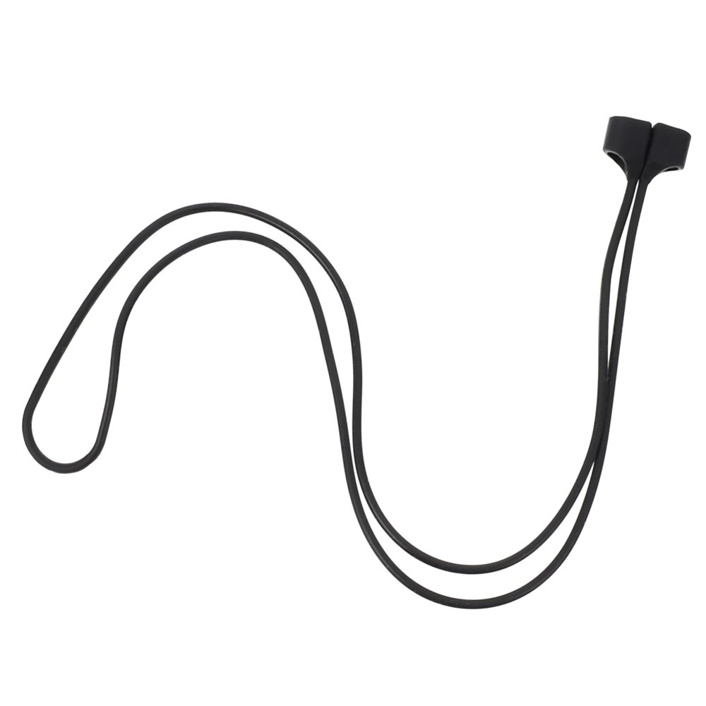 Black Silicone Cord Headphone Lanyard, Lightweight and Tear-Resistant