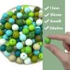 100 15 mm Silicone Beads, Large Pack, Green DIY Set view 2
