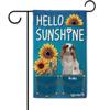 Ganshan Bi Hello Sunshine Sunflowers Cavalier King Charles Spaniel Garden Flag, Customizable, Dog, Spring, Summer, Jeans, Printed Banner, Outdoor Flag, 32.5 x 45.7 cm view 1