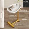 C-Shaped Coffee Table, Small Walnut-Look End Table with Metal Frame, Industrial Design, 30 x 45 x 70 cm, Color D view 3
