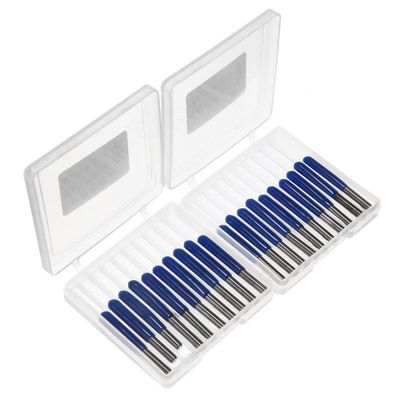 Fegtrty 20-Piece Carbide PCB Engraving Bits, 3.175 mm CNC Router Bits, 15°/10°/20°/30°