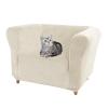 SYLC Velvet Stretch Chesterfield Sofa Cover with Seat Cushion Cover, Anti-Slip, Beige, Chair view 1